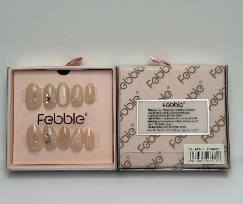 Febble Crystal Leaf Nude Press-On Nails ZB SUP