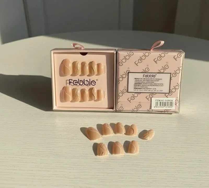 Febble Nude Marble Swirl Press-On Nails ZB SUP