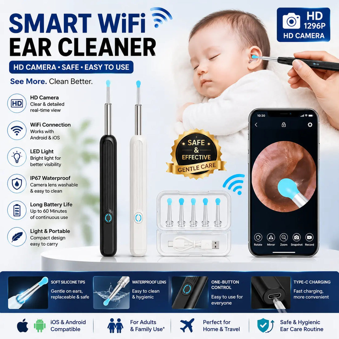 Smart WiFi Ear Cleaner with HD Camera Techlo Bazar