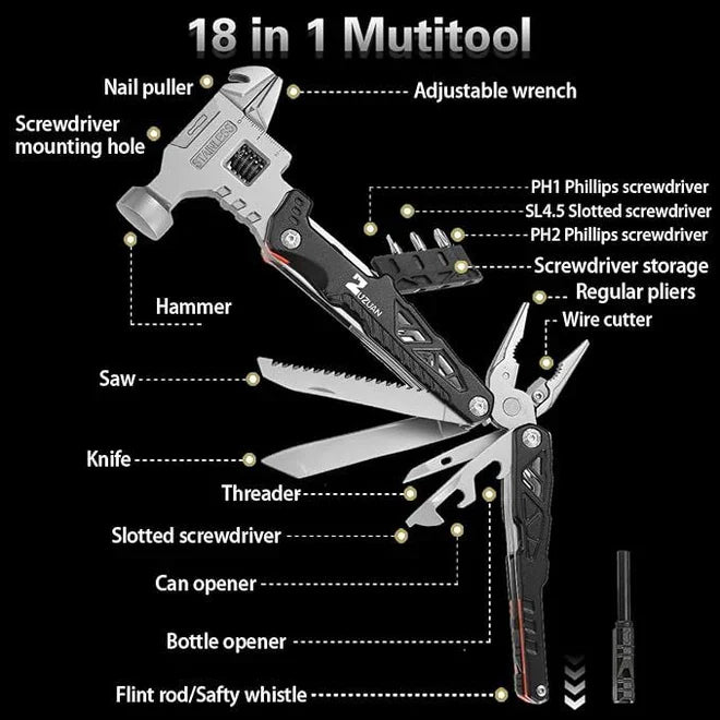 18 in 1 Multitool,Professional Stainless Steel Set For Home & Other Use